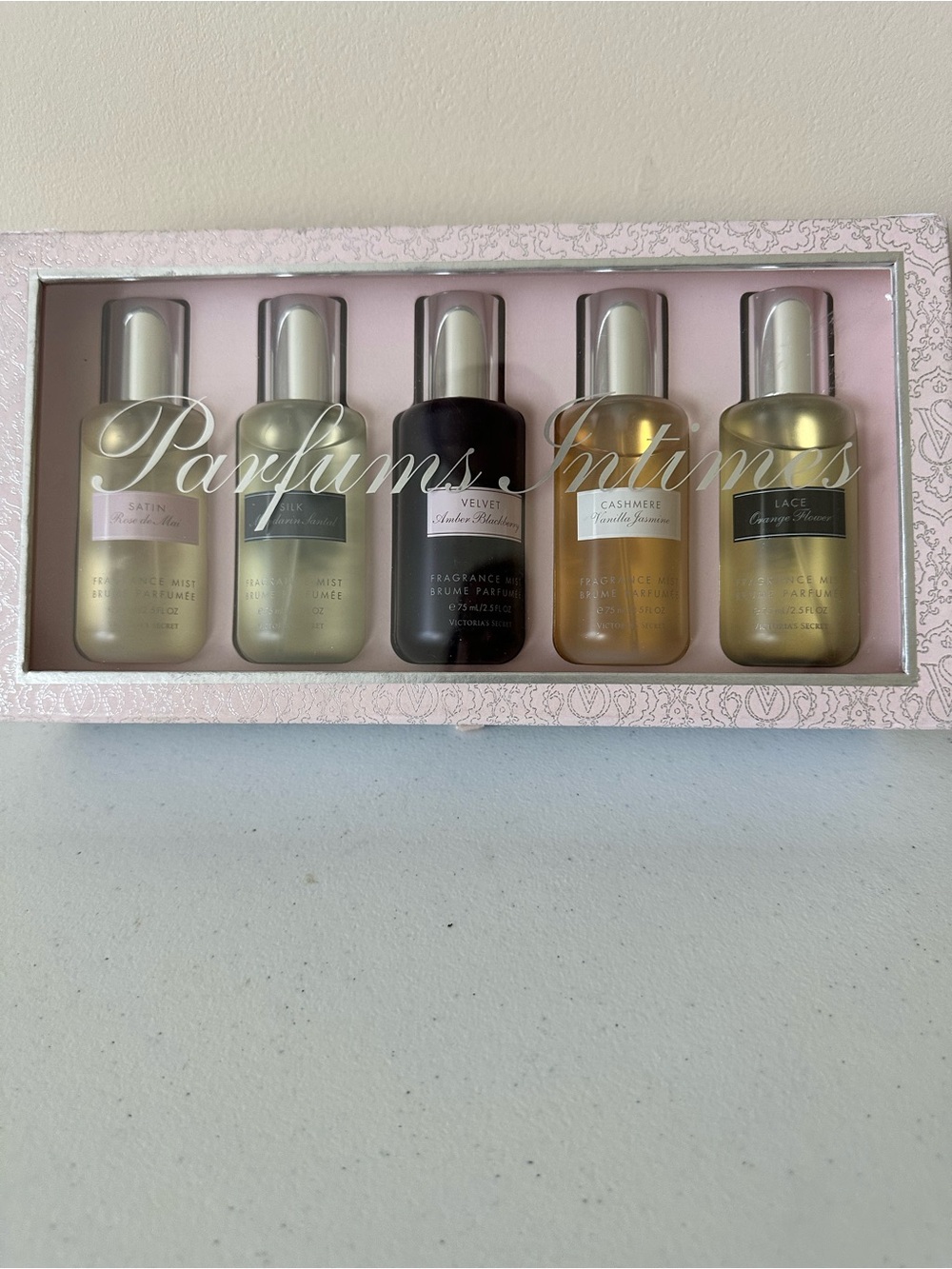 Victoria's Secret Parfums Intimes Fragrance Mist Set - Gold & Black Bottles NWT